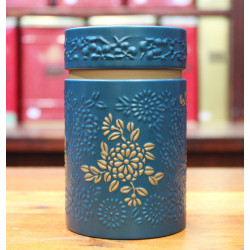 Boîte cylindrique Turquoise avec relief - Compagnie Anglaise des Thés