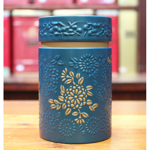 Boîte cylindrique Turquoise avec relief - Compagnie Anglaise des Thés