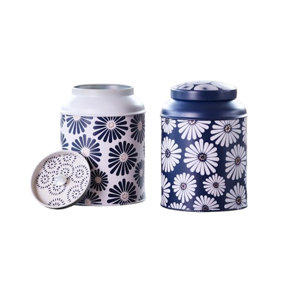 Boîte cylindrique Marguerite bleue - Compagnie Anglaise des Thés