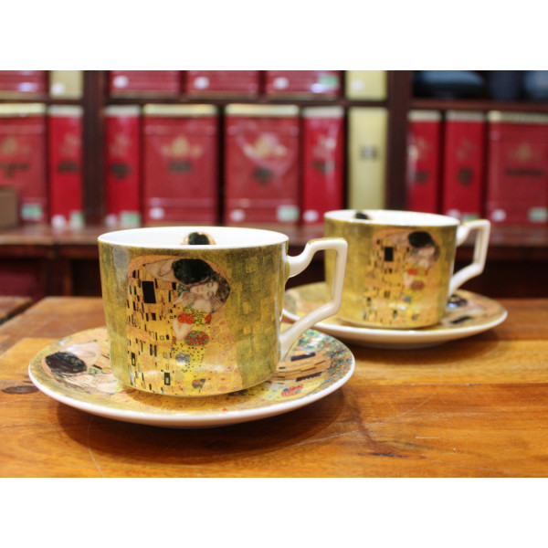 Coffret duo Mugs et Soucoupes Klimt Or - Compagnie Anglaise des Thé