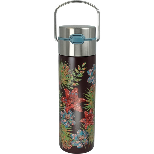 Thermos Fleurs rouges et bleues 50cl - Compagnie Anglaise des Thés