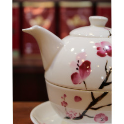 Théière Solitaire  Fleurs de Cerisier en porcelaine - Compagnie Anglaise des Thés