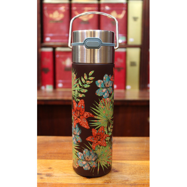 Thermos Fleurs rouges et bleues 50cl - Compagnie Anglaise des Thés