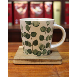 Mug feuilles bleues support bois - Compagnie Anglaise des Thés