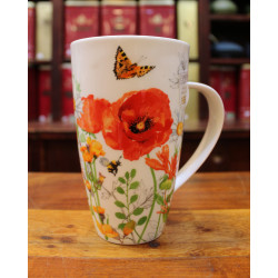 Mug Dunoon Fleurs rouges et papillons - Compagnie Anglaise des Thés