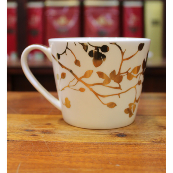 Mug Blanc feuilles or Mug Blanc feuilles or