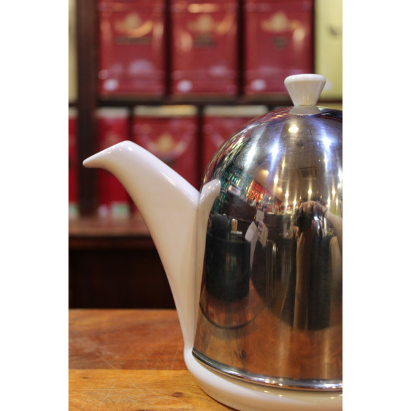 Théière Blanche Cocon Métal  1l - Compagnie Anglaise des Thés