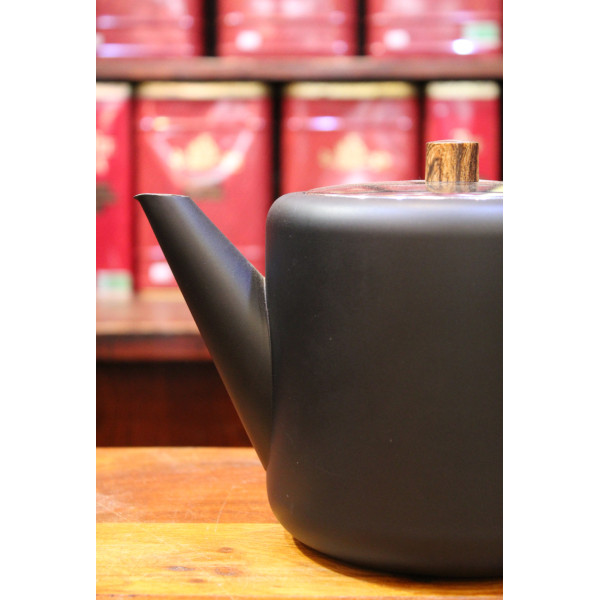 Théière Noir Mat et Bois 1,1l - Compagnie Anglaise des Thés