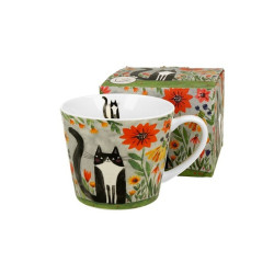 Grand Mug Chat noir et fleurs - Compagnie Anglaise des Thés