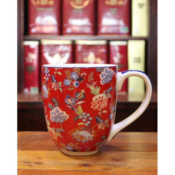 Mug Maxi Fleurs Rouges - Compagnie Anglaise des Thés