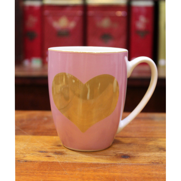 Mug Rose Coeur Or - Compagnie Anglaise des Thés