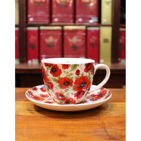 Mug et Soucoupe Coquelicots - Compagnie Anglaise des Thés