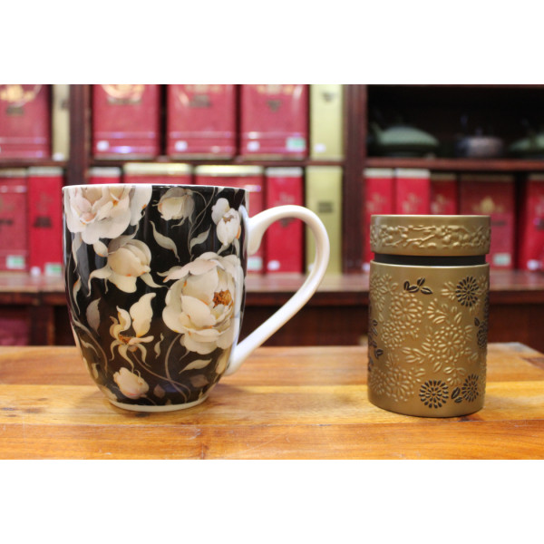 Mug Maxi Roses Anglaises noires  - Compagnie Anglaise des Thés