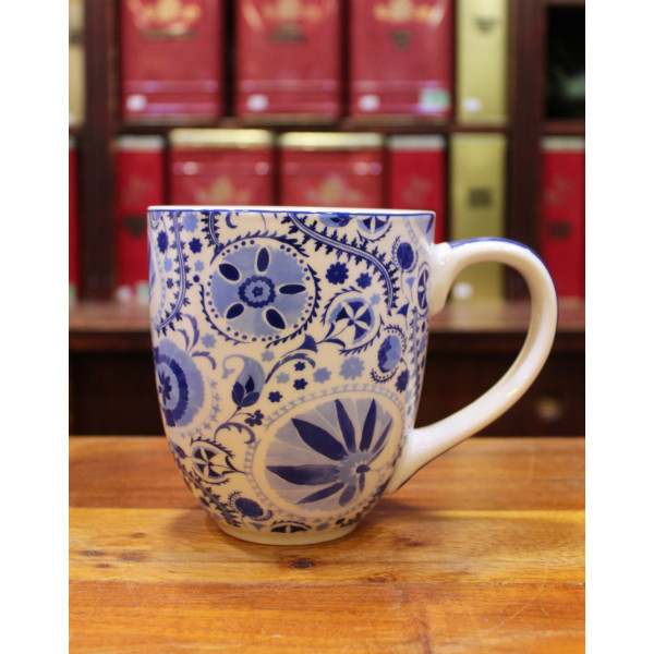 Mug Maxi Arabesques bleues et blanches - Compagnie Anglaise des Thés