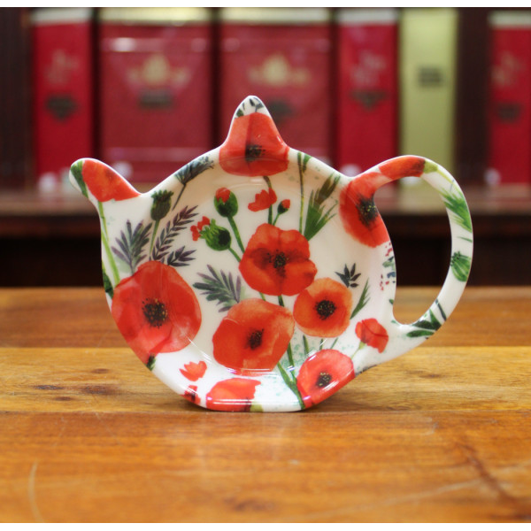 Soucoupe repose sachet coquelicots rouges  - Compagnie Anglaise des Thés