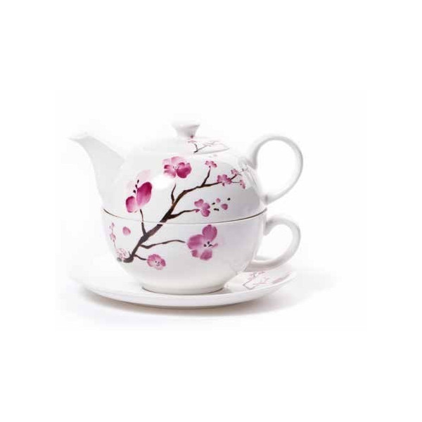 Théière Solitaire  Fleurs de Cerisier en porcelaine - Compagnie Anglaise des Thés