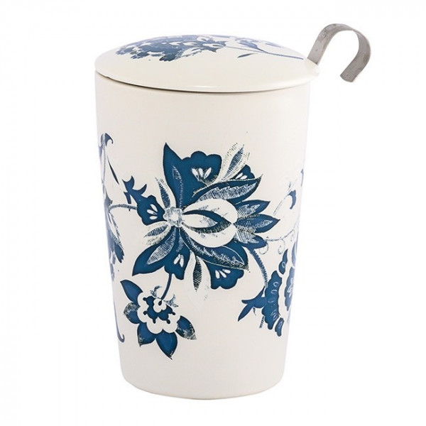 Tisanière blanche motifs fleuris - Compagnie Anglaise des Thés