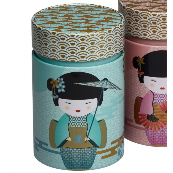 Boîte cylindrique Geisha bleue - Compagnie Anglaise des Thés