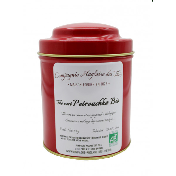 Thé Bio CITRON, GINGEMBRE -Thé vert PETROUCHKA en boîte - Compagnie Anglaise des Thés