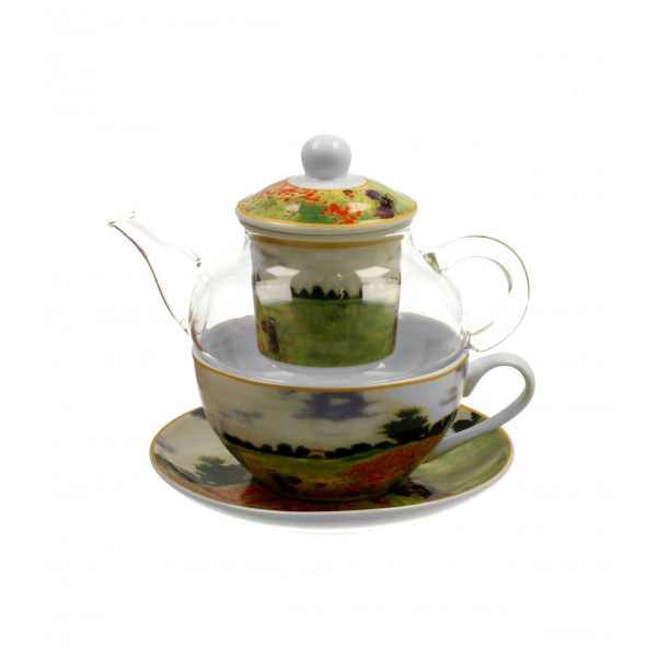 Théière Solitaire en verre coquelicots - Compagnie Anglaise des Thés