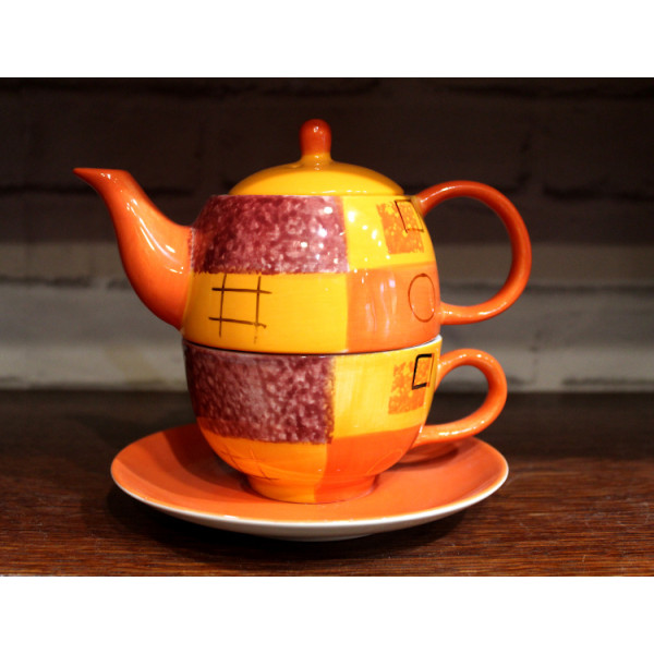 Théière Solitaire Orange Graphique - Compagnie Anglaise des Thés