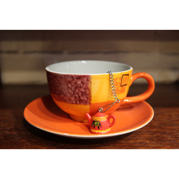 Théière Solitaire Orange Graphique - Compagnie Anglaise des Thés